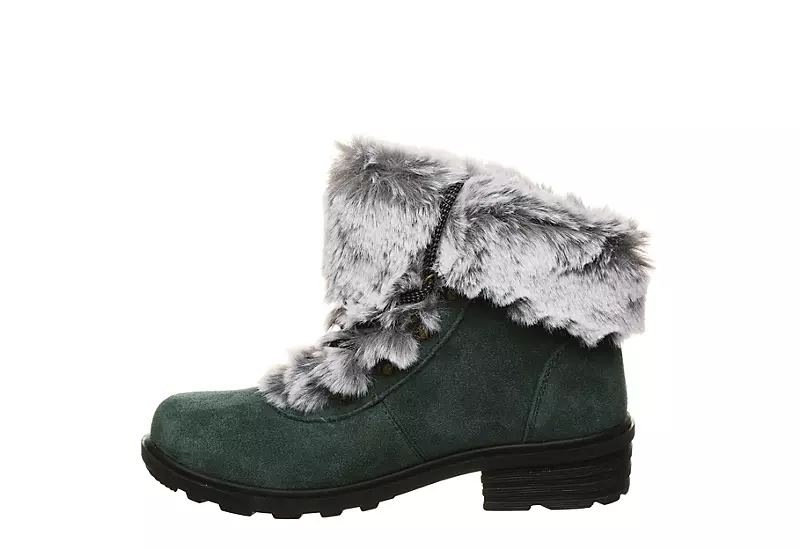 Bearpaw Womens Serenity Lace Up Fur Boot - Dark Green 6 Bearpaw Womens Serenity Lace Up Fur Boot - Dark Green - Image 4