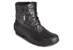 Sperry Womens Syren Gulf Metallic Animal Duck Boot - Black