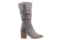 Journee Collection Womens Hartly Fringed Wide Calf Dress Boot - Grey -Madden Girl Shop US 01 303179 01
