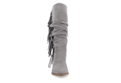Journee Collection Womens Hartly Fringed Wide Calf Dress Boot - Grey -Madden Girl Shop US 01 303179 02