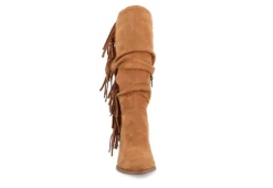Journee Collection Womens Hartly Fringed Wide Calf Dress Boot - Tan -Madden Girl Shop US 01 303180 02