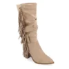 Journee Collection Womens Hartly Fringed Extra Wide Calf Dress Boot - Taupe -Madden Girl Shop US 01 303183 00