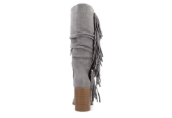 Journee Collection Womens Hartly Fringed Extra Wide Calf Dress Boot - Grey -Madden Girl Shop US 01 303184 04
