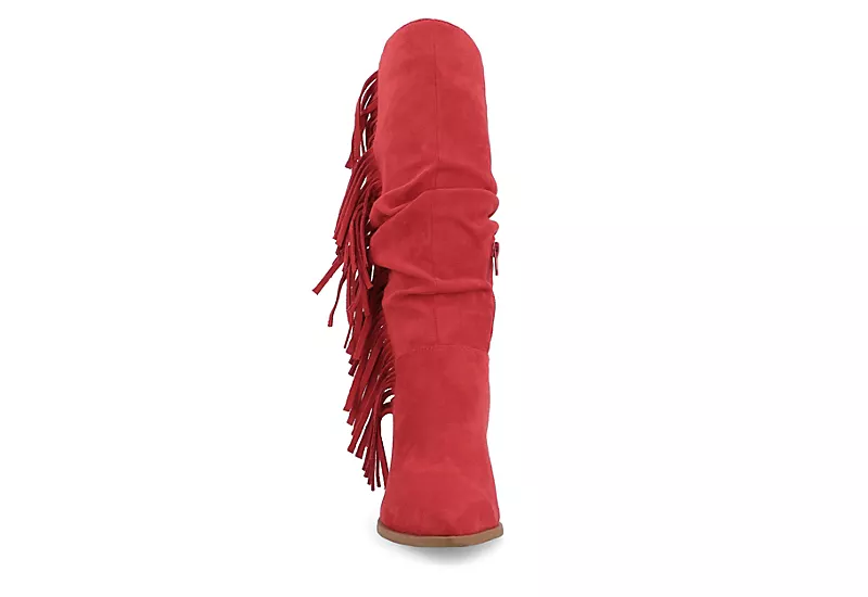 Journee Collection Womens Hartly Fringed Extra Wide Calf Dress Boot - Red 5 Journee Collection Womens Hartly Fringed Extra Wide Calf Dress Boot - Red - Image 3